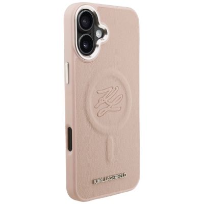 4. Karl Lagerfeld MagSafe Hülle mit Initialen und Metalllogo für iPhone 16 Plus – Pink