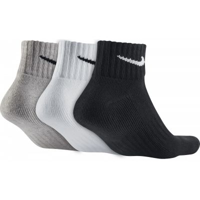 Nike 3er Pack Socken Value Cotton Quarter in schwarz und weiß und grau