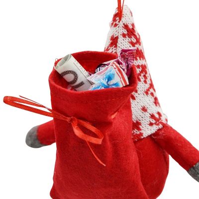 9. Dekorativer Weihnachtsmann mit Geschenktüte, 15 cm, rot