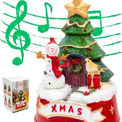 7. Schneemann spielt Weihnachtsdekoration