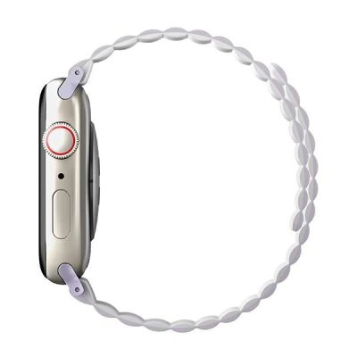 4. Uniq Revix Armband für Apple Watch 1/2/3/4/5/6/7/8/SE/SE2/Ultra 42/44/45/49 mm – lila-weiß