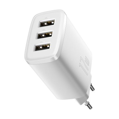 3. Baseus Compact Ladegerät 3x USB 17W weiß (CCXJ020102)