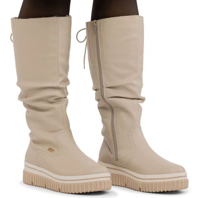6. Wasserdichte Damenstiefel mit Plateau, beige – Rieker Y6370-60