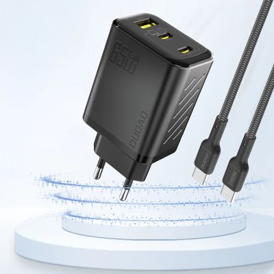 2. Dudao A29 65W GaN Wandladegerät 2 x USB-C + 1 x USB-A - Schwarz