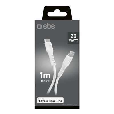 8. SBS TECABLELIGTC1W USB-C – Lightning Kabel mit MFi-Zertifizierung, 1 m – Weiß