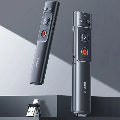 12. Baseus Orange Dot Kabelloser Präsentations-Laserpointer - Grau (mit Batterie)