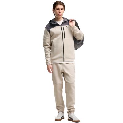 5. Puma Herren-Hoodie mit durchgehendem Reißverschluss aus Tech-Materialmix, Beige, 694490, Größe 82