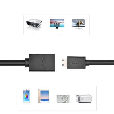 12. Ugreen adapterkabel HDMI (Buchse) - mini HDMI (Stecker) 4K 60 Hz Ethernet HEC ARC Audio 32 Kanäle 22 cm schwarz (20137)