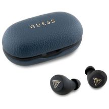 Guess GUTWSPGTSPSB TWS Bluetooth-Kopfhörer + Dock, blau/blau genarbtes klassisches Logo