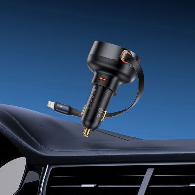 8. Baseus Enjoyment Pro USB-C (Buchse) / Lightning (Stecker) 60W Kfz-Ladegerät – Schwarz