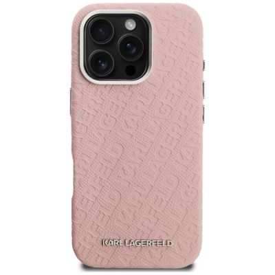 3. Karl Lagerfeld FW Stamped Karl MagSafe Hülle für iPhone 16 Pro - Pink