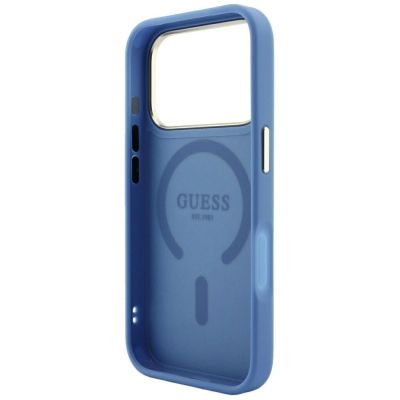7. Guess Embossed 4G Classic MagSafe Hülle für iPhone 17 Pro Max / 18 Pro Max – Blau