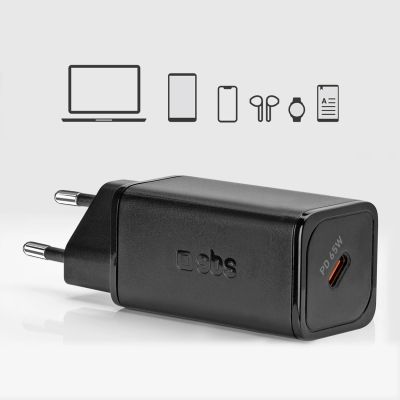 10. SBS TETRGAN1C65W 65-W-GaN-Wandladegerät mit Power Delivery – Schwarz