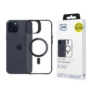 15. 3mk Satin Armor MagCase Hülle mit MagSafe für iPhone 15 – transparent mit schwarzem Rahmen