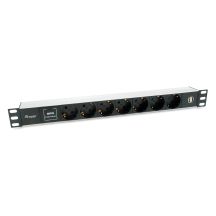 Equip 333315 PDU Stromverteilungseinheit 7 x Netzwerkdosen 1U Schwarz, Silber