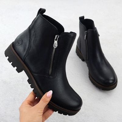 2. Schwarze Damen-Leder-Boots im Worker-Stil Rieker 78556-00