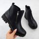 2. Schwarze Damen-Leder-Boots im Worker-Stil Rieker 78556-00