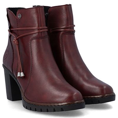 4. Damen-Ankle-Boots aus Leder mit hohem Absatz, bordeauxrot, Rieker Y2567-35