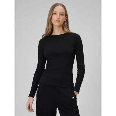 Damen Langarm-Strickpullover mit schmaler Rippstrickbündchen, Größe 4F 4FRAW25TLONF656-20S