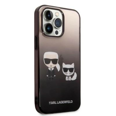 4. Karl Lagerfeld KLHCP14LTGKCK iPhone 14 Pro 6.1" Hardcase schwarz / schwarz Gradient Ikonik Karl & Choupette