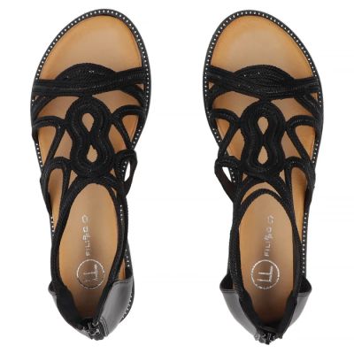 4. Schwarze römische Sandalen für Damen, Filippo DS7897