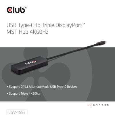 6. CLUB3D CSV-1553 USB-Type-C-Hubs und -Konzentratoren, Schwarz