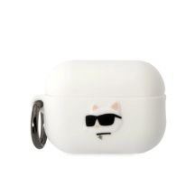 Karl Lagerfeld KLAP2RUNCHH AirPods Pro 2 Cover weiß/weiß Silikon Choupette Head 3D