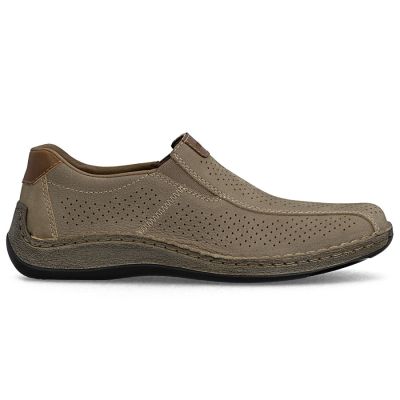 2. Herren-Slipper aus Leder mit durchbrochenem Muster, braun, Rieker 05272-64