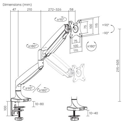4. Maclean MC-969 Monitorhalterung, Doppelarm, mit Gasfeder, 17"-45", 16 kg,