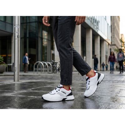 7. K-Swiss FARIO LTH WEISS/SCHWARZ/MARS ROT-M Sneaker (04778-122-M)