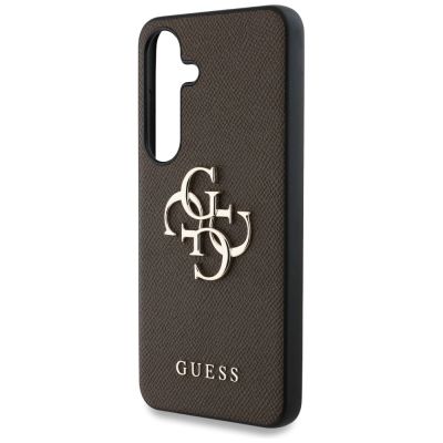 6. Guess Grained Big 4G Logo Small Classic Logo Hülle für Samsung Galaxy S25 braun