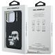 8. Karl Lagerfeld IML Aquarelle Karl & Choupette & Logo iPhone 16 Pro Hülle Schwarz