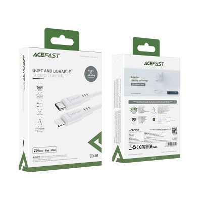 5. Acefast C3-01 Lightning – USB-C PD-Kabel 30 W 3 A 480 Mbit/s 1,2 m – Weiß