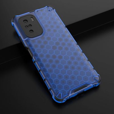 4. Honeycomb Handyhülle Schutzhülle mit TPU Rahmen für Xiaomi Redmi K40 Pro+ / K40 Pro / K40 / Poco F3 blau