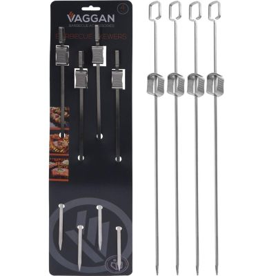 10. Spieße für Schaschlik, 4 Stück, Länge 40,5 cm, Edelstahl