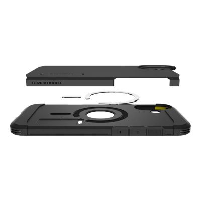 9. Spigen Tough Armor MagSafe Hülle mit Ständer für iPhone 16 – Schwarz