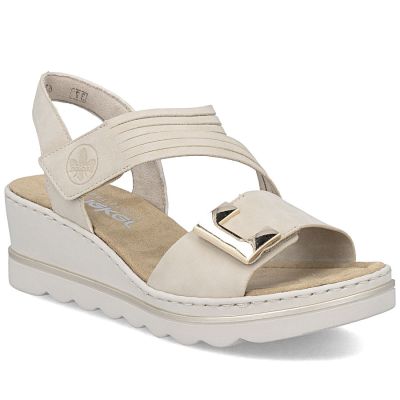 Beige Keilsandalen für Damen Rieker 67410-62