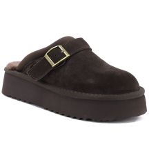 Damen-Flip-Flops aus Leder mit Isolierung und schokoladenbraunem Plateau, Big Star UU274697