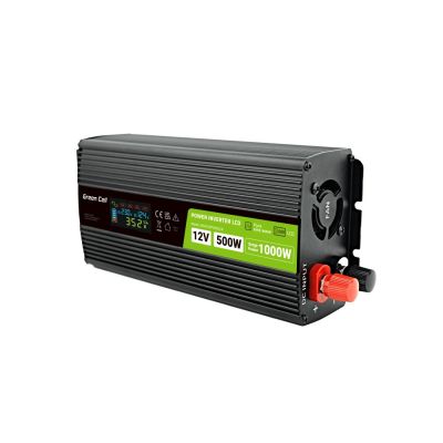 21. Green Cell LCD-Wechselrichter 12V/230V 500W/1000W Reiner Sinus INVGC12P500LCD