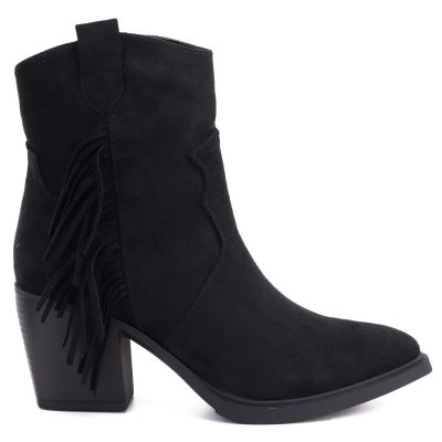 2. Gefütterte Damen-Cowboystiefel mit Fransen, schwarz, M.Daszyński MR2520-1
