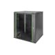 10. DYNAmic 19" 16U Wand-Netzwerkschrank 600x600 mm, Glastür, schwarz, ungeteilt, montiert, 60 kg