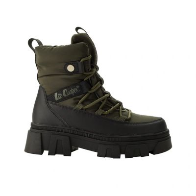 Lee Cooper Damen-Winterstiefel in Khaki, gefütterte Boots mit Reißverschluss