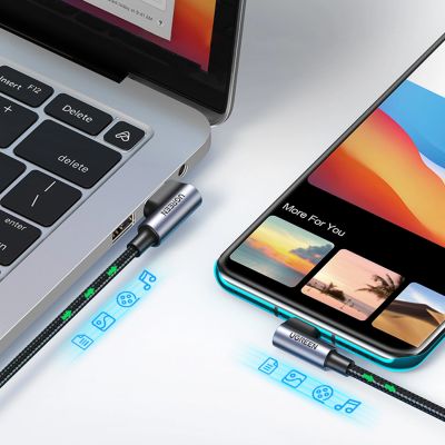 9. Ugreen 90° abgewinkeltes Kabel USB C - USB 2.0 480Mbps 3A 3m schwarz (US176)