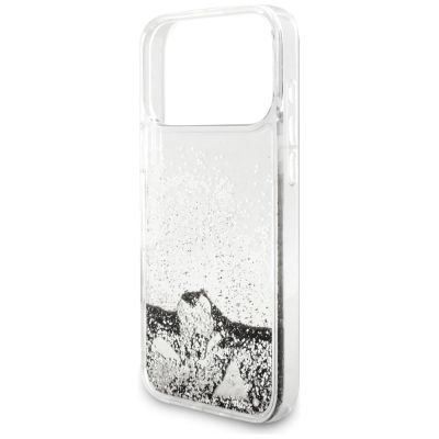 6. Guess Liq Hülle Glitter Charms für iPhone 17 Pro - Silber