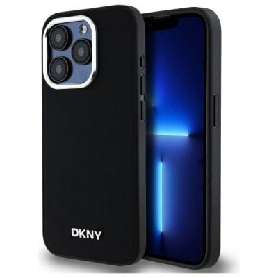 DKNY Plain Logo MagSafe Hülle für iPhone 15 Pro – Schwarz