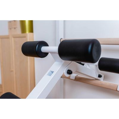 11. Turnwand-Stangenanlage aus Holz und Metall mit Stange, Bank und Zubehör BANCHK 233W