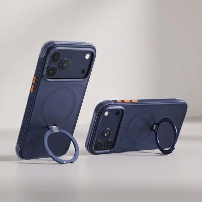 7. Tech-Protect MagAir Stand MagSafe CC Hülle für iPhone 18 Pro Max / 17 Pro Max – Mattes Marineblau