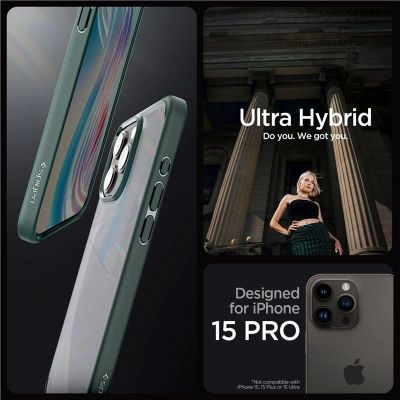 Spigen Ultra Hybrid-Hülle für iPhone 15 Pro – dunkelgrün