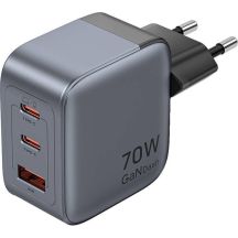 Vention 70W GaN PD Ladegerät, 1x USB-A, 2x USB-C, Schwarz