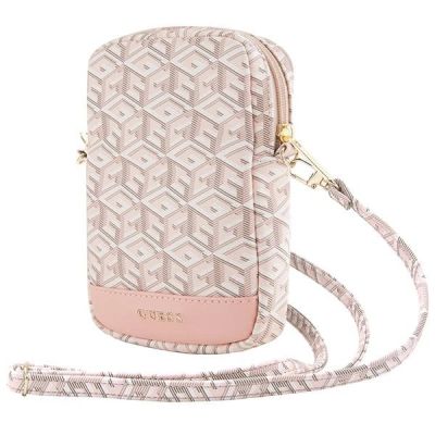 Guess Zip GCube Bottom Stripe Handytasche – Rosa